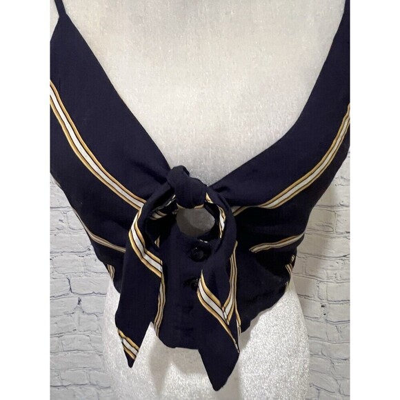 Volcom striped Adjustable Strap crop top with tie size Medium - Picture 2 of 7